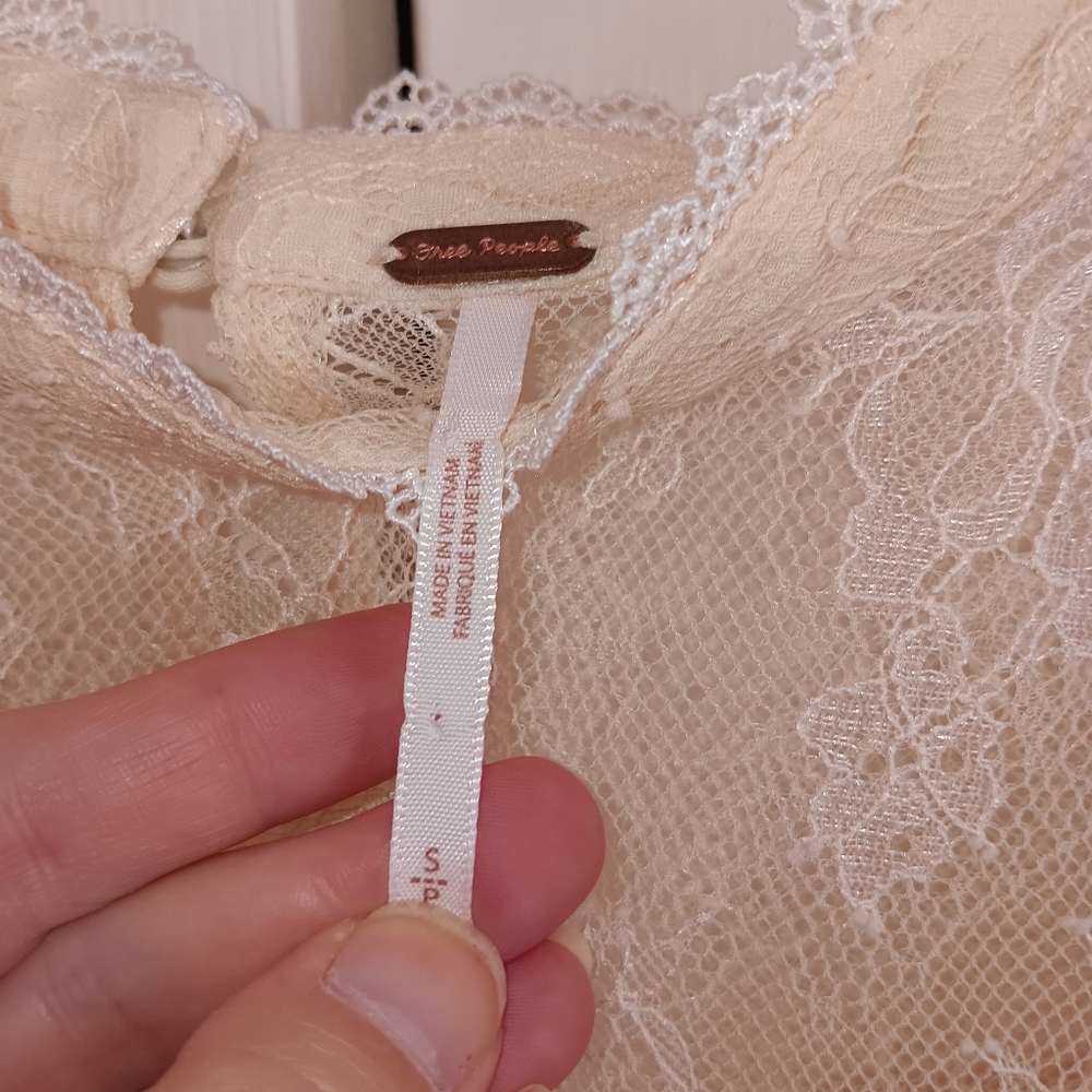 Free People Secret Admirer Mock Neck  Cream Lace Top. Size S. - Picture 5 of 15